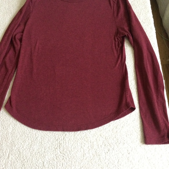 Vintage J. Crew Y2K Long Sleeve Crewneck Tee Burgundy - Sz Small - Picture 2 of 8
